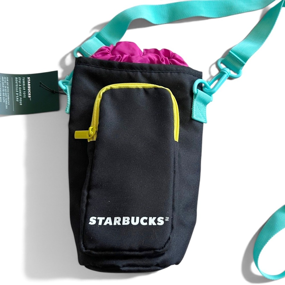 Starbucks Neon Tumbler Tote Bag OS Cinch Pocket 2025 20-24oz Hydro Flask Coffee